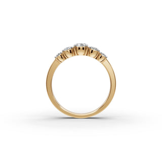 Oval Lab Grown Diamond Five Stone Ring in yellow gold, view 2