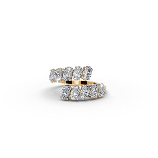 Oval Lab Grown Diamond Statement Ring in yellow gold, front view