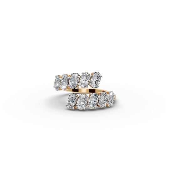 Oval Lab Grown Diamond Statement Ring in yellow gold, front view