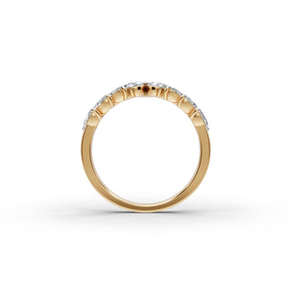 Pear and Marquise Lab Grown Diamond Nine Stone Band in yellow gold, view 2
