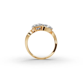 Pear and Oval Lab Grown Diamond Toi et Moi Ring in yellow gold, view 2