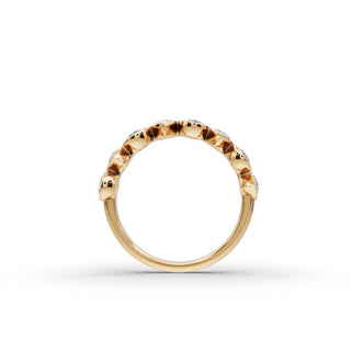 Pear Lab Grown Diamond Bezel Eight Stone Band in yellow gold, view 2