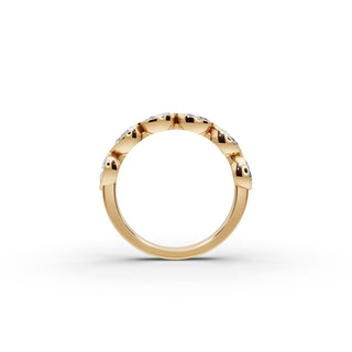 Pear Lab Grown Diamond Bezel Six Stone Band in yellow gold, view 2