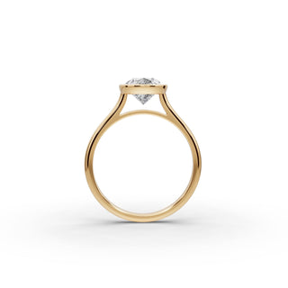 Pear Lab Grown Diamond Bezel Solitaire Ring in yellow gold, view 2