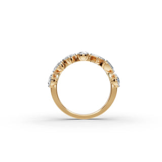 Pear Lab Grown Diamond Five Stone Ring with Mixed Shape Accents in yellow gold, view 2