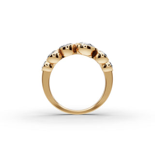 Pear Lab Grown Diamond Five Stone Ring with Round Accents in yellow gold, view 2