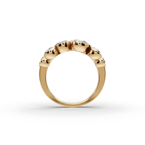 Pear Lab Grown Diamond Five Stone Ring with Round Accents in yellow gold, view 2