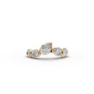 Pear Lab Grown Diamond Five Stone Ring in yellow gold, front view