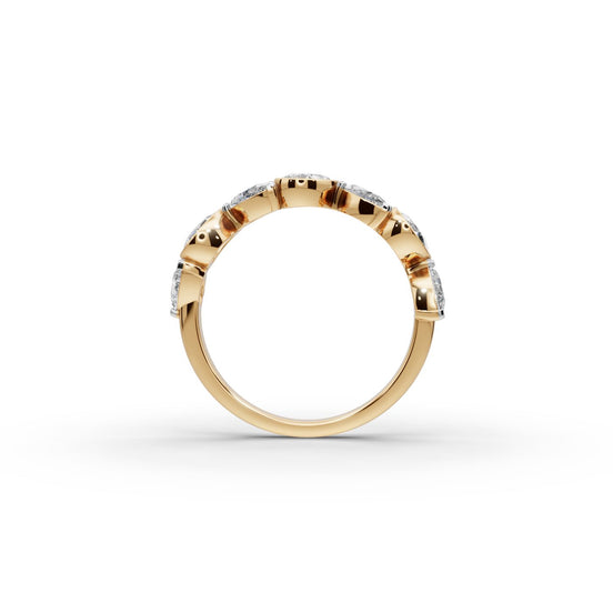 Pear Lab Grown Diamond Seven Stone Band in yellow gold, view 2