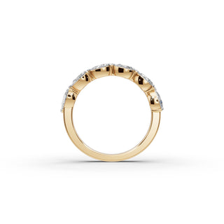 Pear Lab Grown Diamond Six Stone Band in yellow gold, view 2