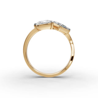 Pear Lab Grown Diamond Statement Ring with Emerald and Oval Accents in yellow gold, view 2