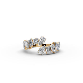 Pear Lab Grown Diamond Statement Ring with Mixed Shape Accents in yellow gold, front view