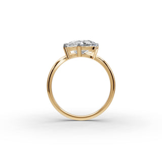 Pear Lab Grown Diamond Three Prong Toi et Moi Ring in yellow gold, front view