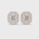 Emerald cut halo lab grown diamond stud earrings in gold by Signora Jewels