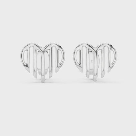 Open heart stud earrings in gold with modern minimal design by Signora Jewels