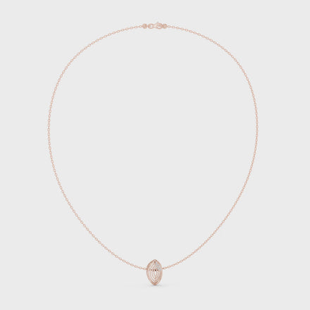 Diamond leaf necklace with open marquise pendant design