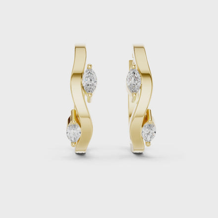 Gold marquise diamond hoop earrings for women