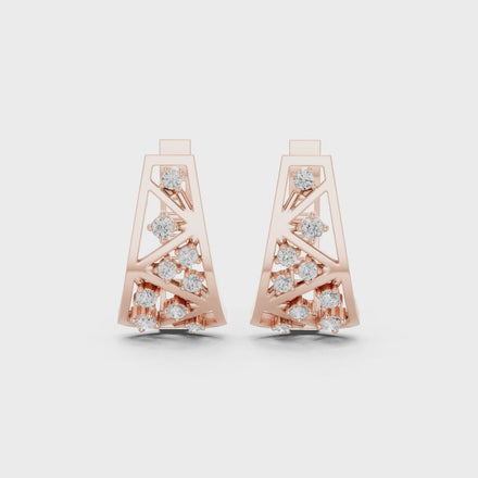 Diamond geometric openwork earrings in gold by Signora Jewels