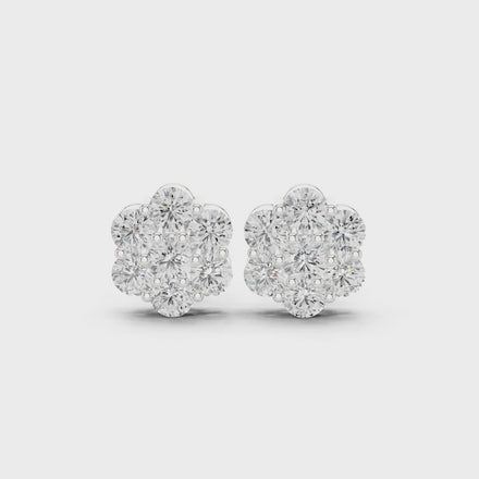 Oval pave diamond earrings for women