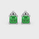 Asscher cut gemstone stud earrings in gold with four-prong basket setting and screw-back closure