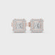 Princess cut halo lab grown diamond stud earrings in gold by Signora Jewels