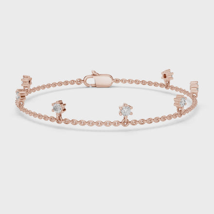 Minimal round diamond station chain bracelet in gold with lab grown diamonds by Signora Jewels