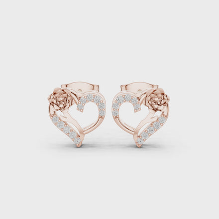 Floral heart diamond earrings for women
