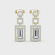 Baguette cut halo lab grown diamond drop earrings in gold by Signora Jewels