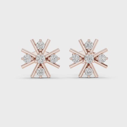 Diamond floral starburst stud earrings in gold by Signora Jewels