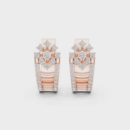 Diamond floral geometric earrings in gold by Signora Jewels