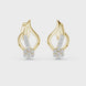 Diamond swirl stud earrings in gold with round diamonds