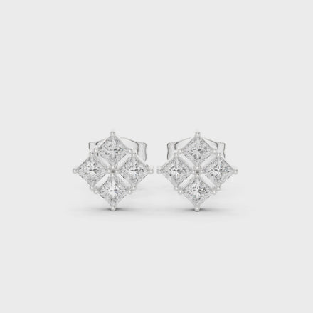 Princess diamond stud earrings