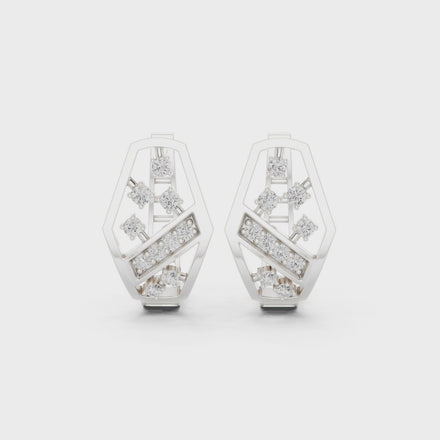 Geometric diamond openwork earrings in gold with lab grown diamonds by Signora Jewels