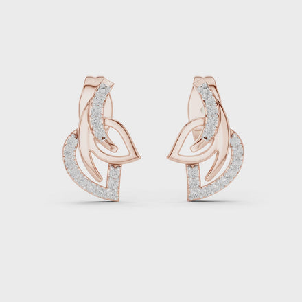 Curved diamond stud earrings in gold with round lab grown diamonds