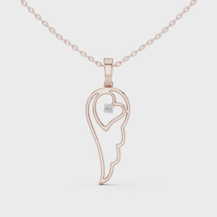 Angel wing diamond pendant in gold with lab grown diamond by Signora Jewels