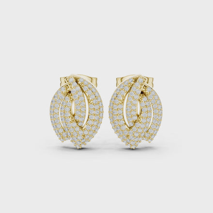 Diamond leaf cluster stud earrings in gold by Signora Jewels