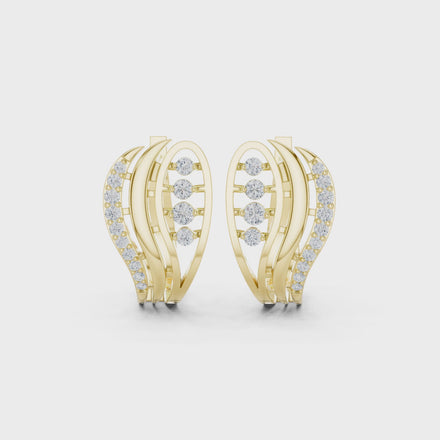 Diamond wave hoop earrings in gold by Signora Jewels