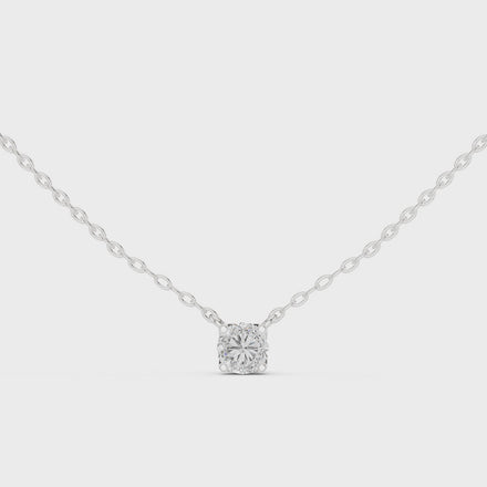 Minimal round cut solitaire diamond pendant in gold with lab grown diamond by Signora Jewels