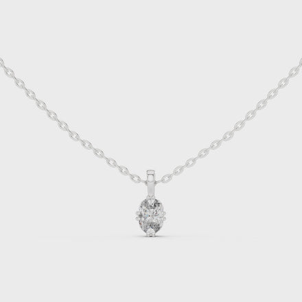 Minimal oval cut solitaire diamond pendant in gold with lab grown diamond by Signora Jewels