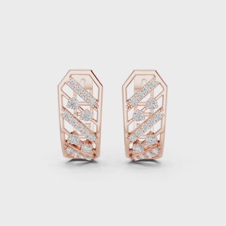 Geometric diamond hoop earrings