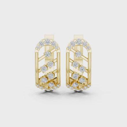 Geometric diamond openwork earrings in gold with lab grown diamonds by Signora Jewels