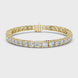 Graduated lab grown diamond tennis bracelet with varying size round diamonds in yellow white and rose gold