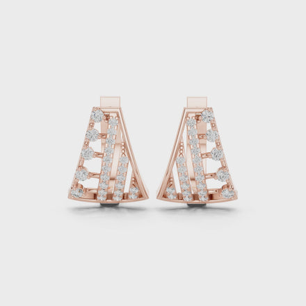 Diamond geometric statement earrings in gold by Signora Jewels