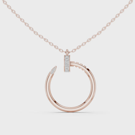 Minimal diamond circle pendant in gold with lab grown diamonds by Signora Jewels