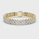 Double row lab grown diamond bracelet with brilliant round diamonds in yellow white and rose gold finishes