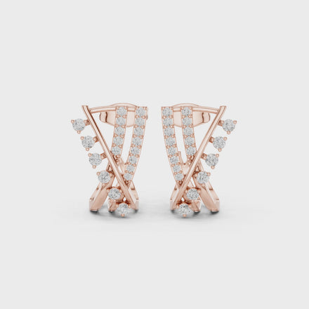 Diamond crossover hoop earrings in gold by Signora Jewels