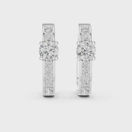 Gold diamond huggie hoop earrings for women