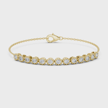 Minimal round lab grown diamond chain bracelet in yellow gold white gold and rose gold with elegant fine jewelry styling