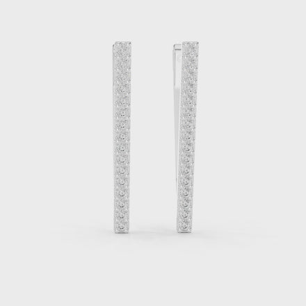 Elegant gold diamond bar earrings with round diamonds for women by Signora Jewels