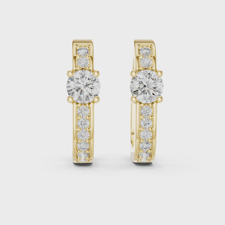 Gold diamond huggie hoop earrings for women